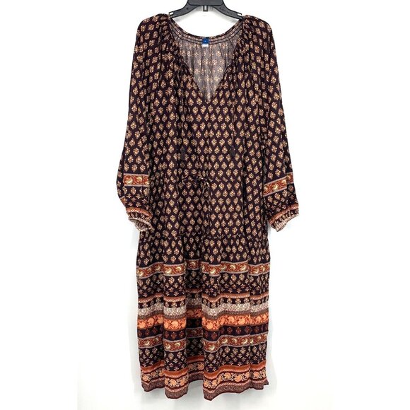 Old Navy Dress Poet Midi Long Sleeve Cinch Waist V Neck NWT - Picture 3 of 12